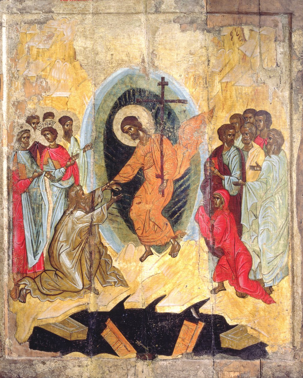 Christs Descent into Hell, russisk ikon, Novgorod School, slutten av 1300-tallet (tempera på panel) av Russian School