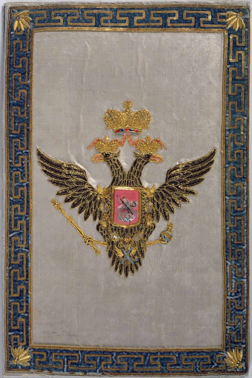 Våpenskjold fra baksiden av The Russian Imperial Family, 1798 (brodert silke) av Russian School