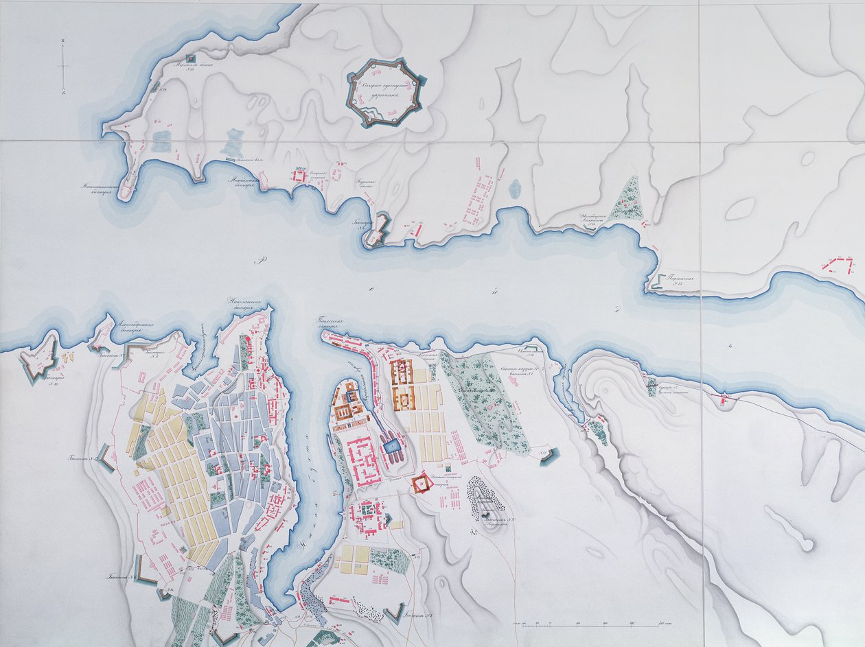 Kart over Sevastopol, 1854 av Russian School