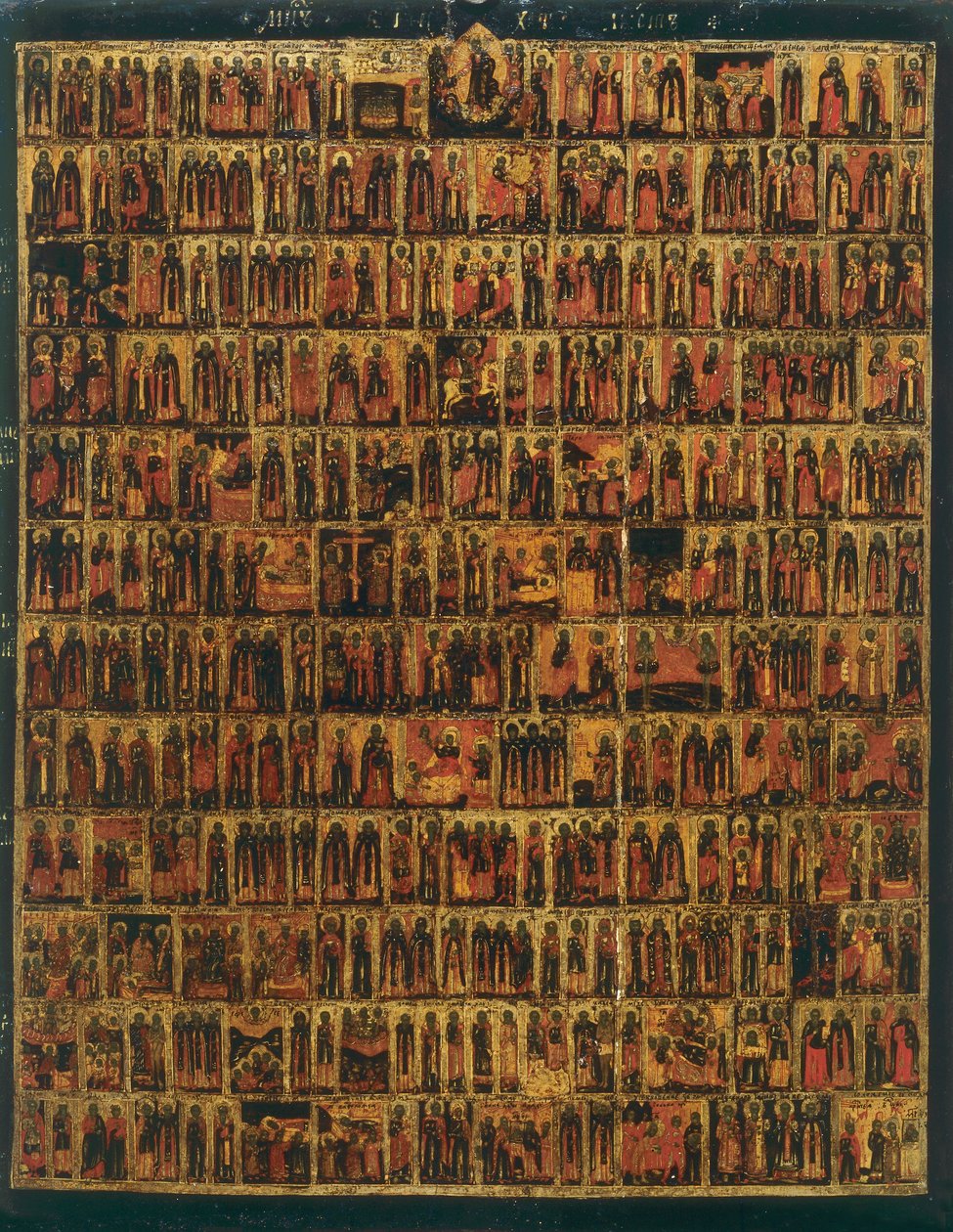 Menologi fra september til februar, fra den russiske skolen, i Accademia Gallery i Firenze av Russian School