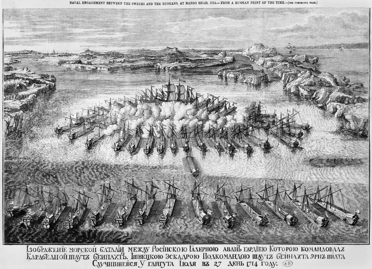 Sjøslag mellom svenskene og russerne ved Hango Head, 1714 av Russian School