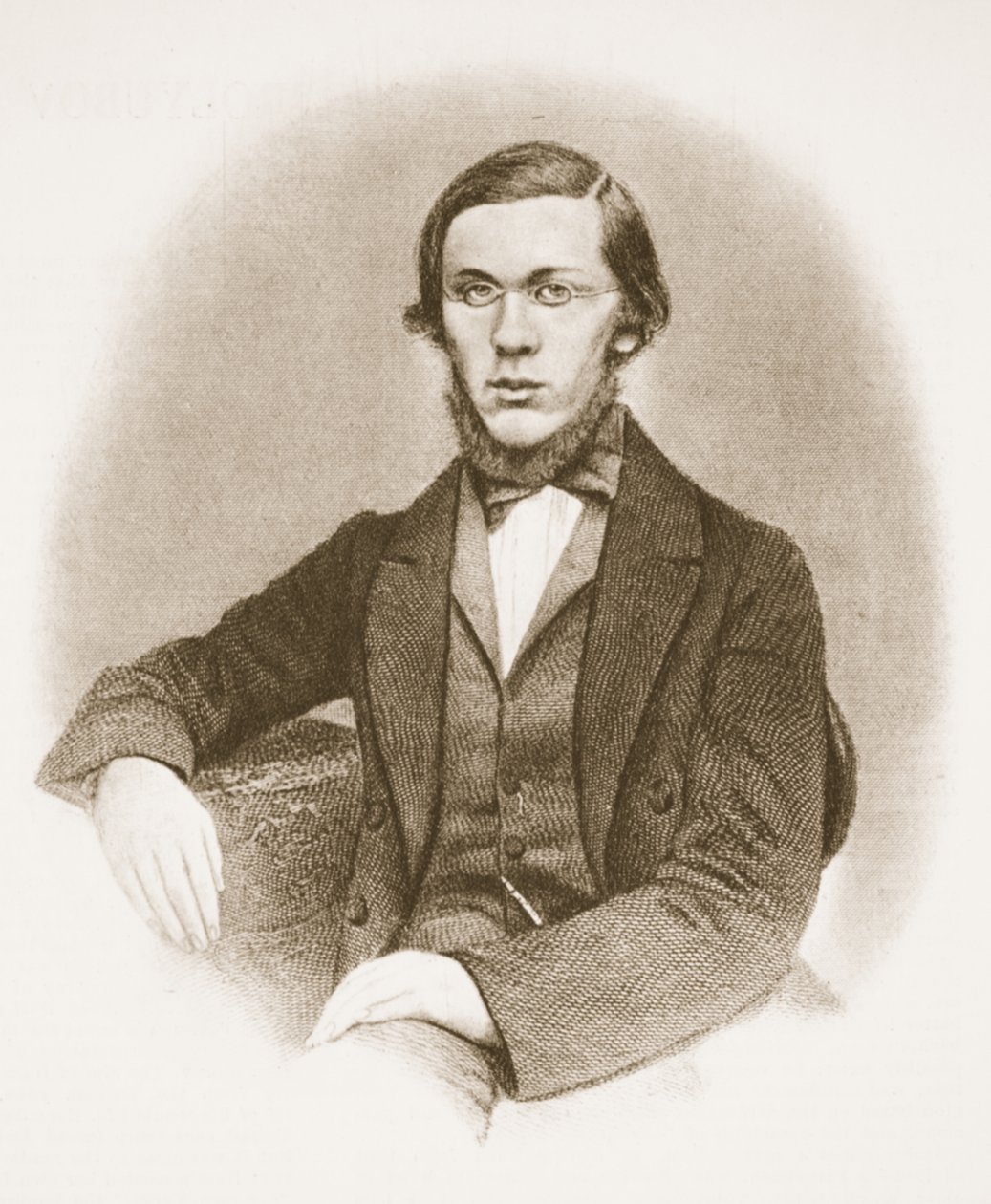 Nikolai Dobrolyubov (sepia-bilde) av Russian School