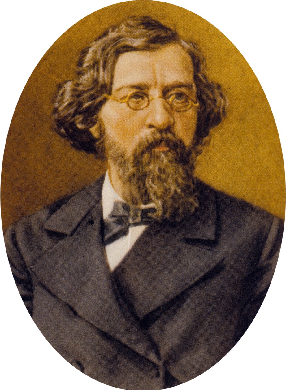 Nikolay Gavrilovich Chernychevsky (farge litho) av Russian School