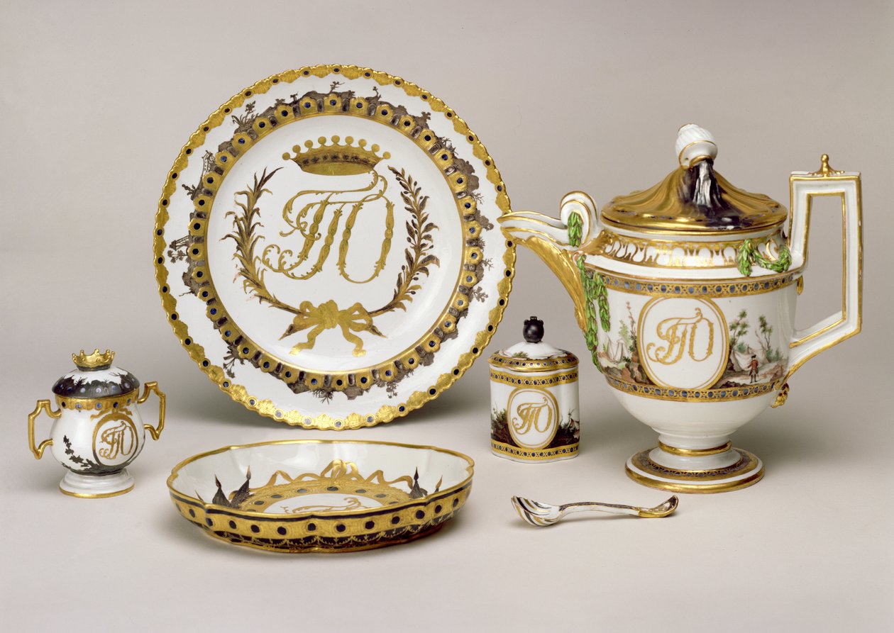 Orlov teservering fra Imperial Porcelain Factory, St Petersburg, ca. 1765 (porselen) (se også 74497) av Russian School