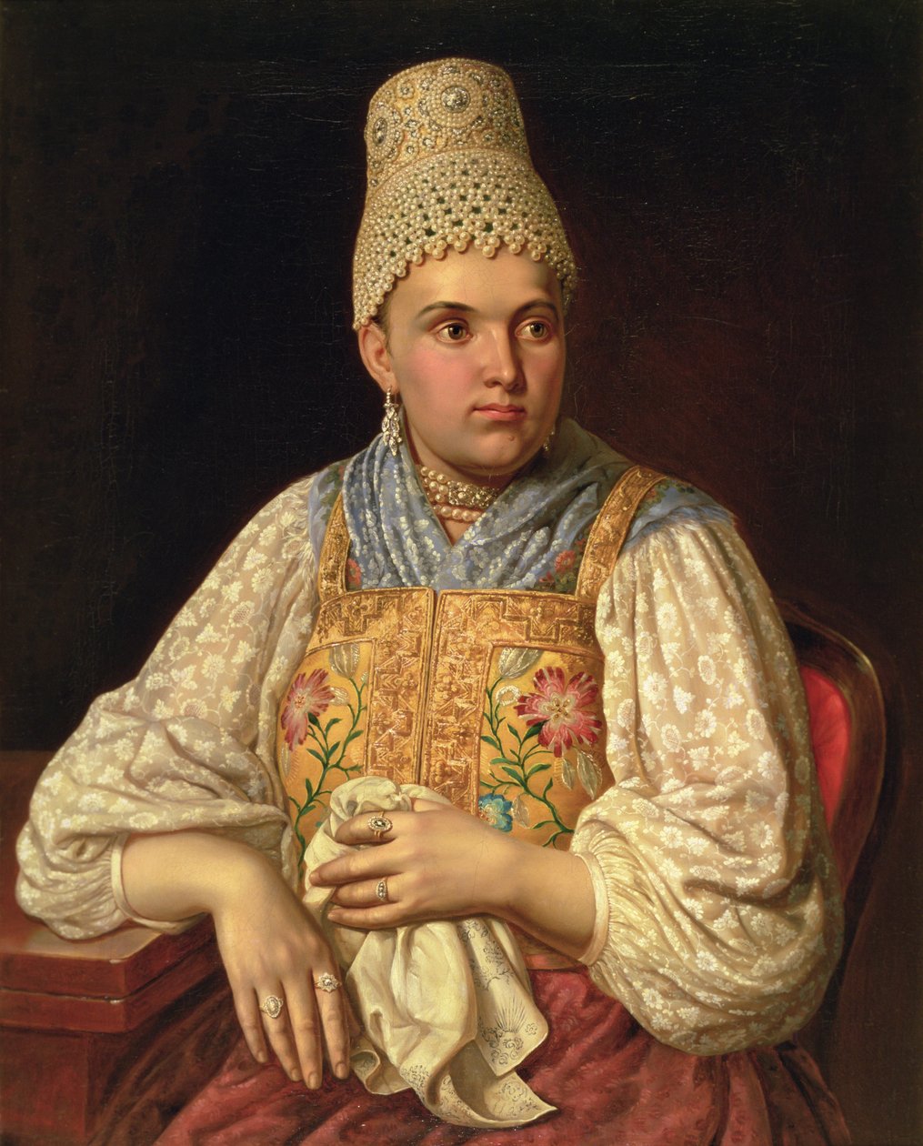 Portrett av Anna Petrovna Filatova, ca. 1840 (par 74387) av Russian School