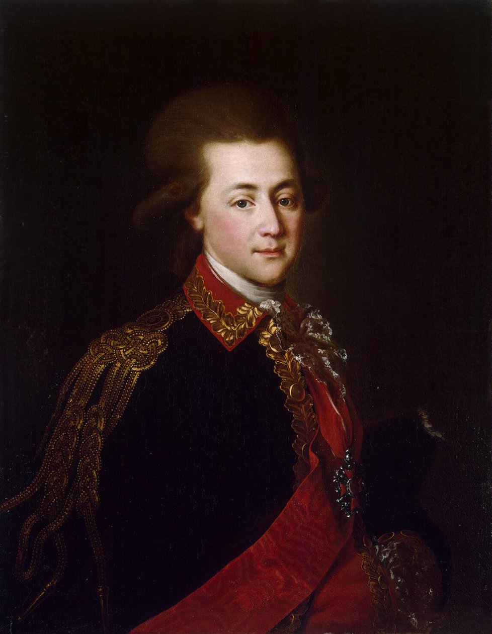 Portrett av palace-aide-de-camp Alexander Lanskoy, 1784 av Russian School