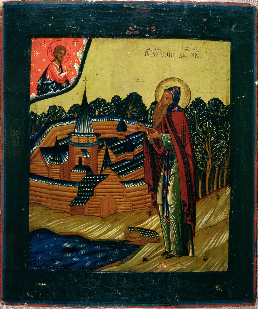 St. Antony of Dym, sent på 1600-tallet (tempera på panel) av Russian School