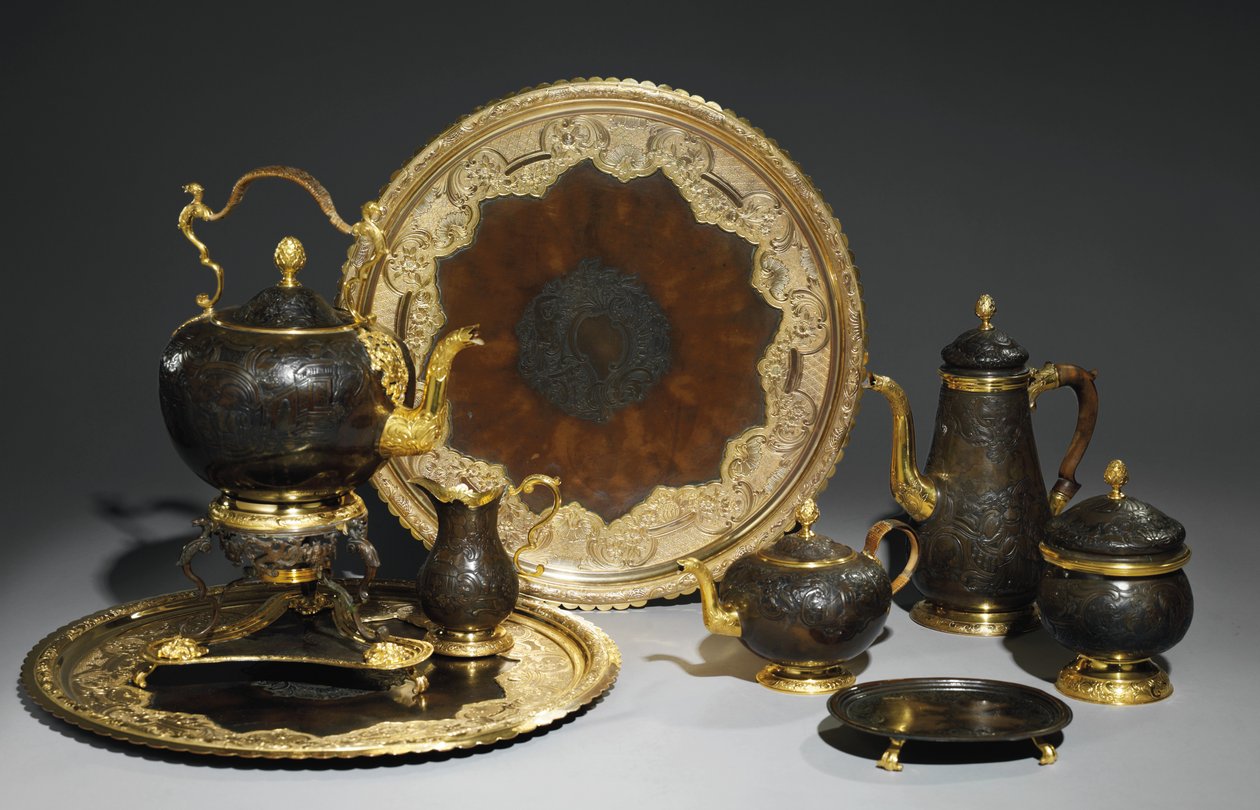 Te- og kaffeservering, sannsynligvis av Demidoff-verkstedet, Ural, ca. 1770 av Russian School