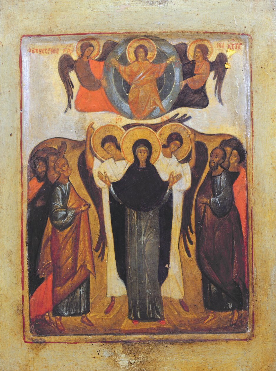 The Ascension (tempera og bladgull på panel) av Russian School