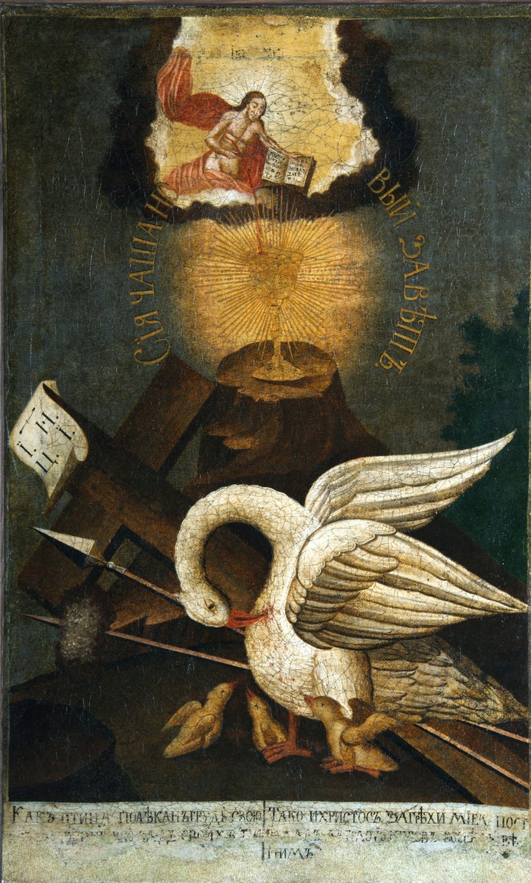 Pelikan, tidlig på 1800-tallet. av Russian icon.
