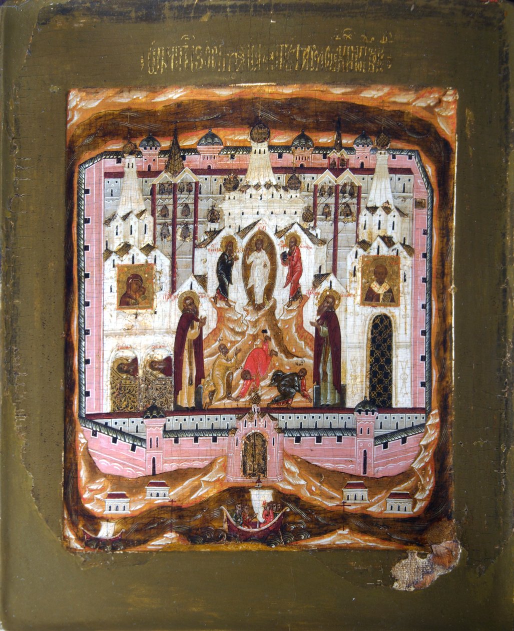 De hellige Zosima og Savvatiy av Solovki, tidlig på 1600-tallet. av Russian icon.