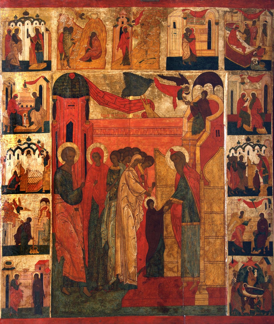 Den aller helligste Theotokos inntreden i tempelet, 1500-tallet. av Russian icon.