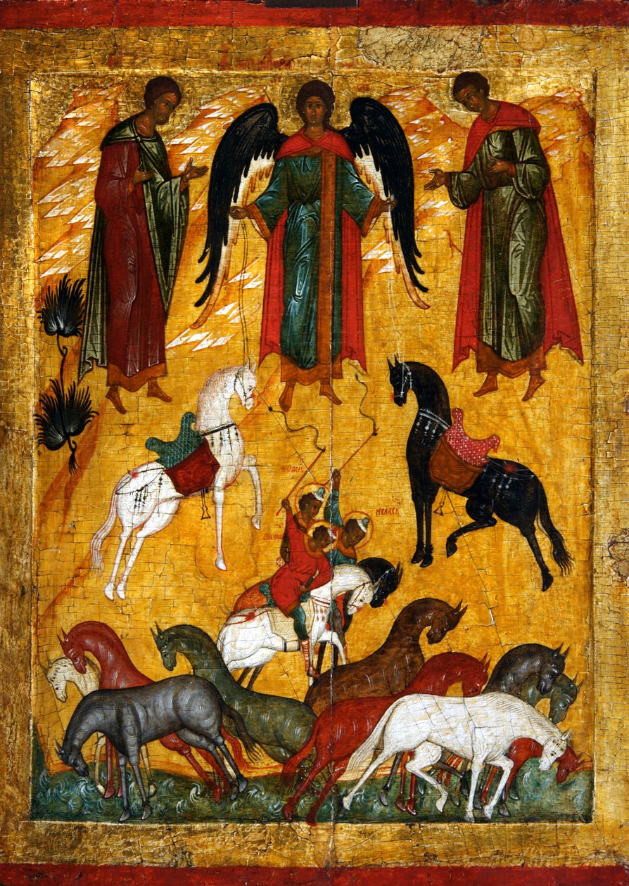 Miracle of Florus and Laurus, tidlig på 1500-tallet. av Russian icon.