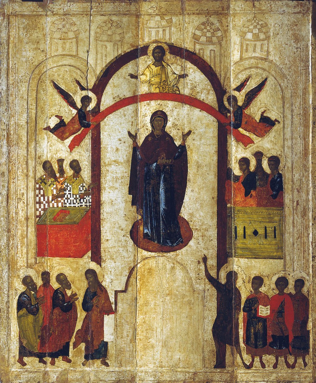 Beskyttelsen av Guds mor Pokrov, c1399. av Russian icon.