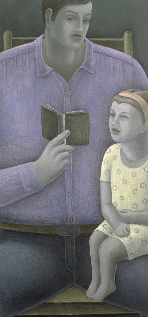 Mann leser for jente, 2003 av Ruth Addinall