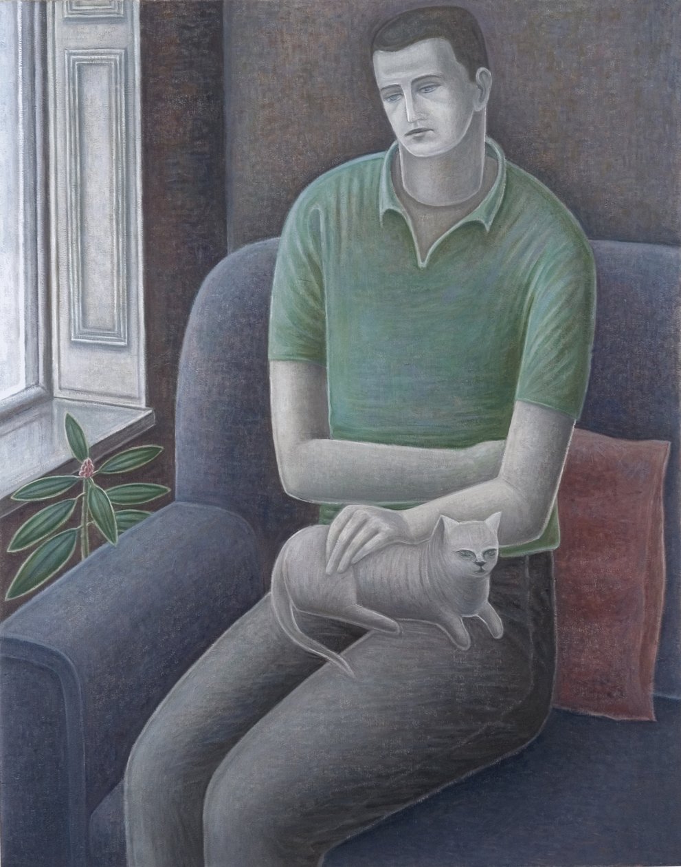 Ung mann med katt, 2008 av Ruth Addinall