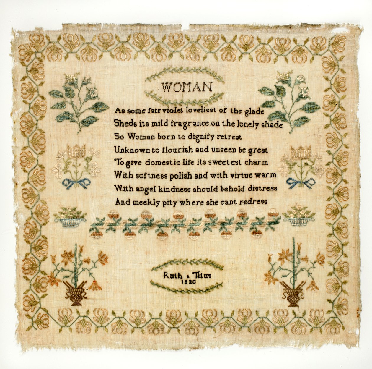 Versprøvetaker, 1820 (silke på lin) av Ruth Titus