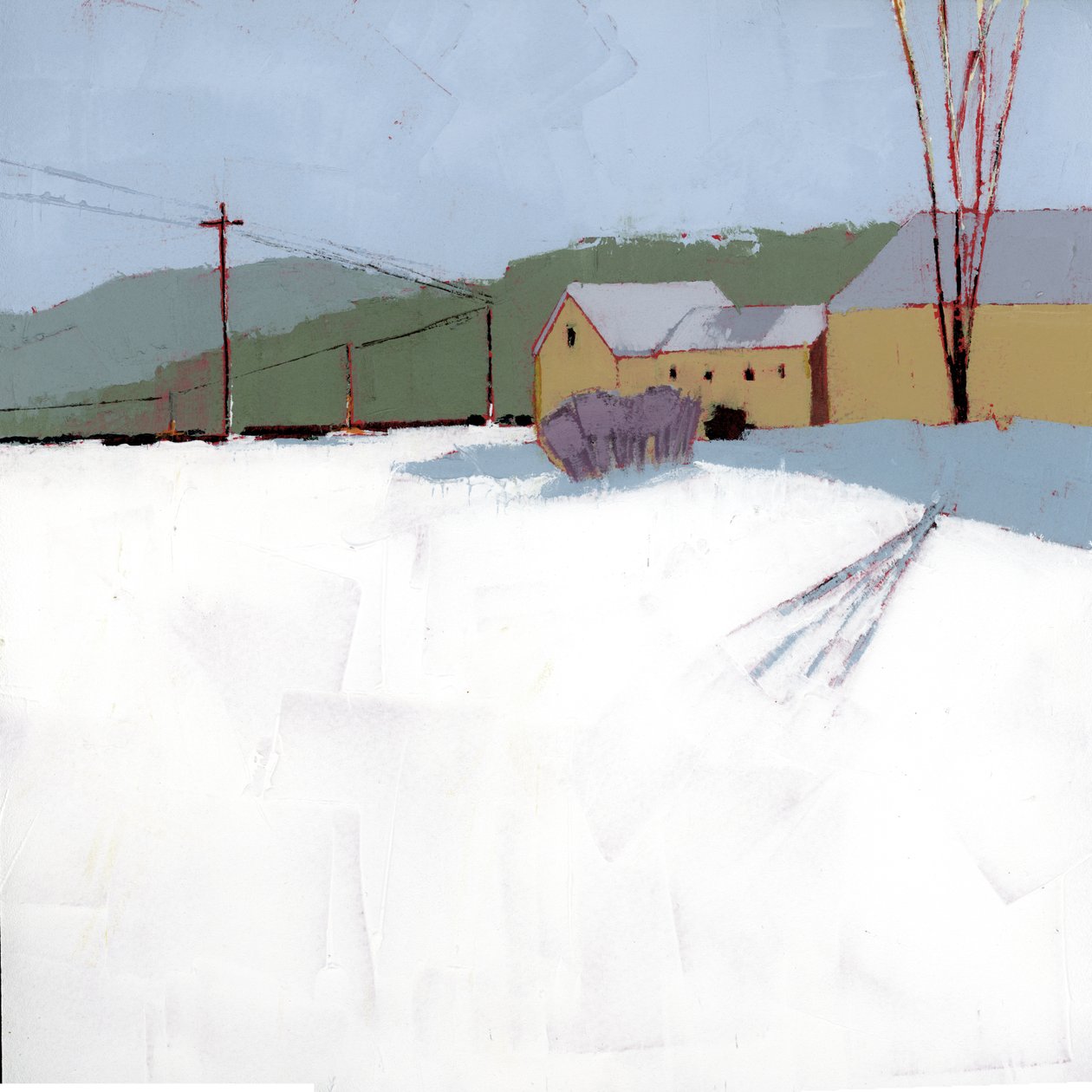 Grønt fjell, 2025 (akryl på treplate) av Ruth Lague