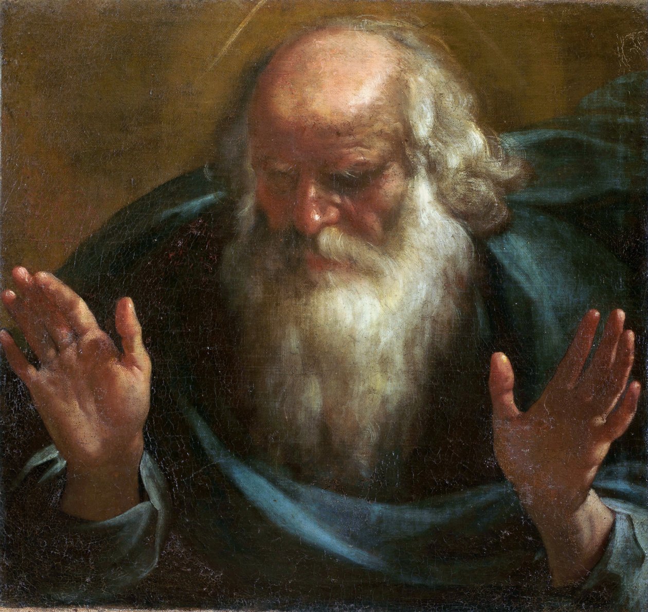"" Dieu le pere "" (Gud Faderen) Peinture de Rutilio Manetti (1571-1639) Debut 17eme siecle Olje på lerret Dim 60x63 cm Oratory of San Bernardino and Diocesan Museum, Sienne av Rutilio Manetti