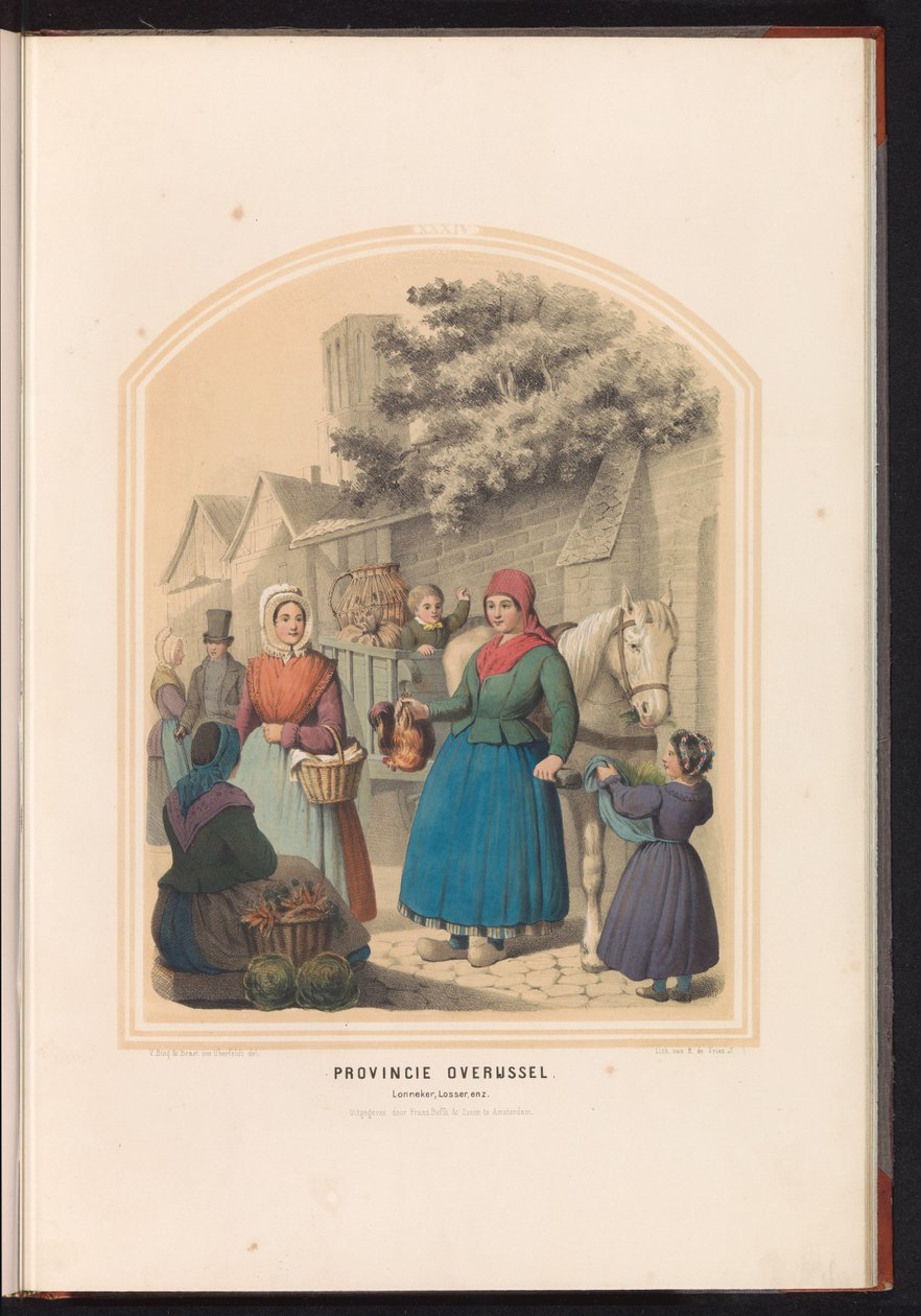 Tradisjonell drakt av Lonneker og Losser i Overijssel, 1857 Provinsen Overijssel. Lonneker, Losser, etc. / XXXIV (tittel på objekt) av Ruurt de Vries