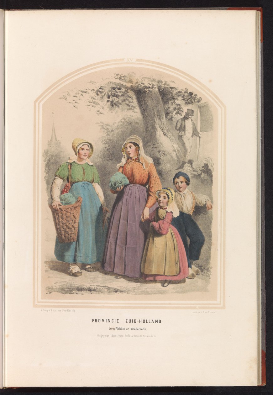 Tradisjonelle kostymer av Overflakkee og Goedereede i Sør-Holland, 1857-provinsen Sør-Holland Overflakkee og Goedereede / XV (tittel på objekt) av Ruurt de Vries