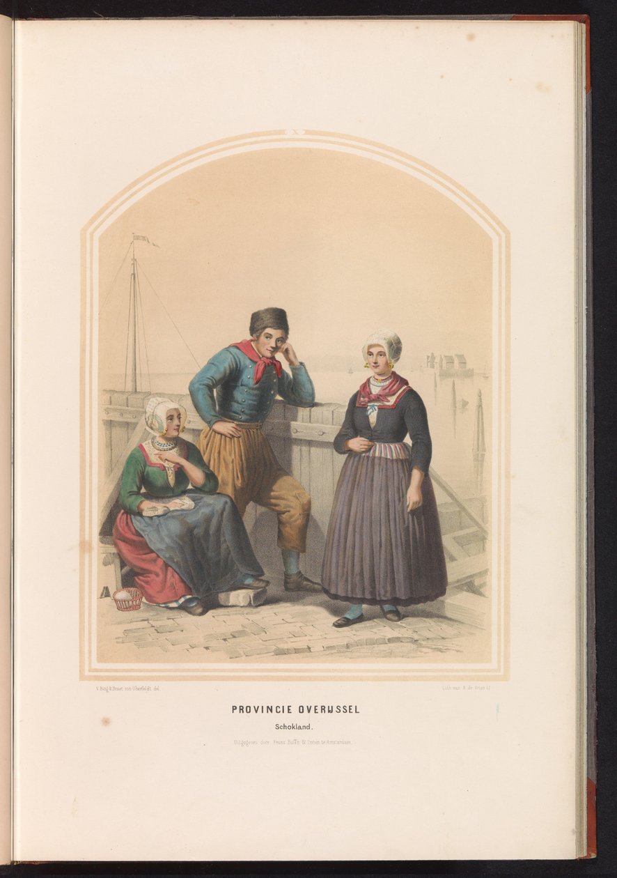 Tradisjonell drakt av Schokland i provinsen Overijssel, 1857 Provinsen Overijssel Schokland / X (tittel på objekt) av Ruurt de Vries