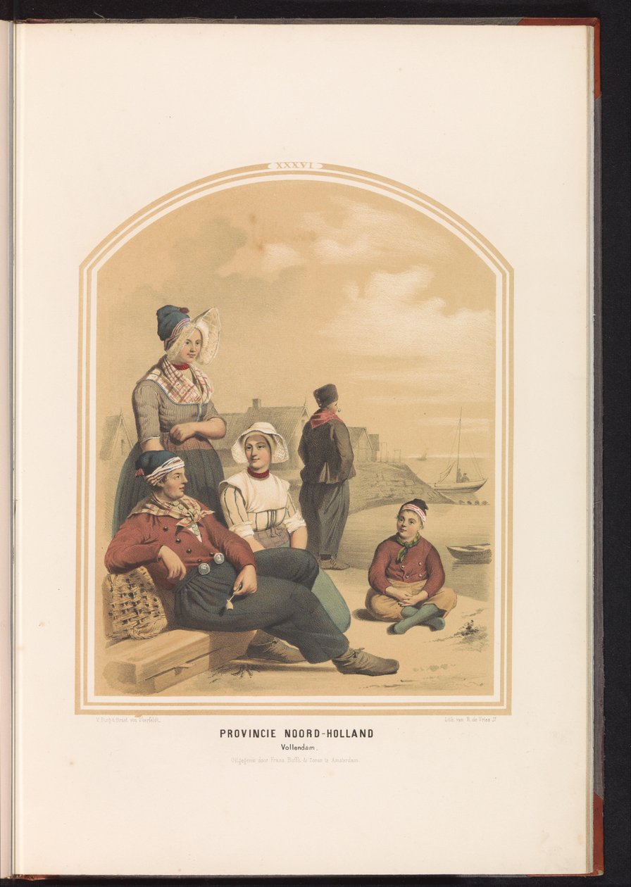 Tradisjonell drakt av Volendam i Nord-Holland, 1857 Provinsen Nord-Holland. Vollendam / XXXVI (tittel på objekt) av Ruurt de Vries