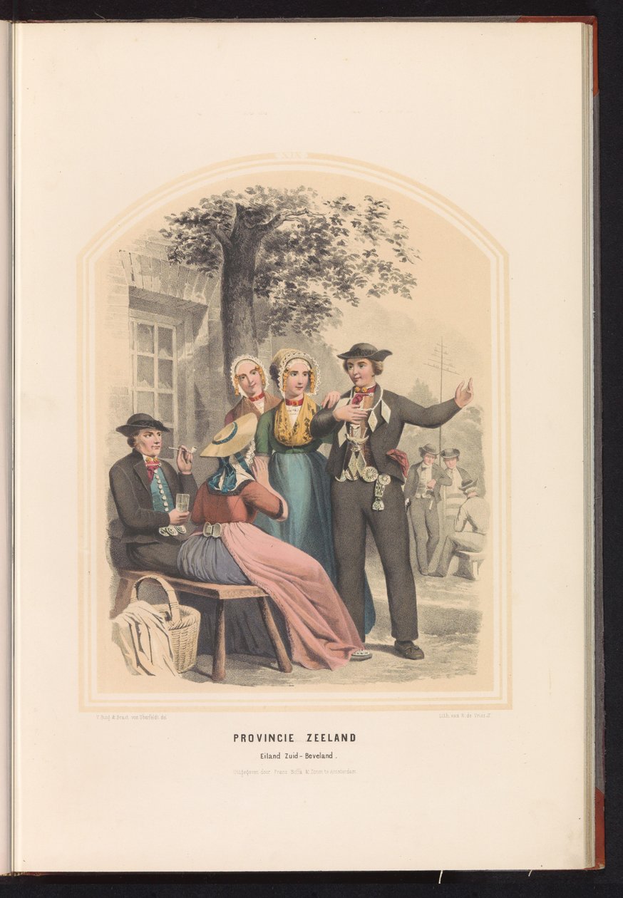 Tradisjonell drakt av South Beveland i Zeeland, 1857 Provinsen Zeeland. Øya Zuid-Beveland / XIX (tittel på objekt) av Ruurt de Vries