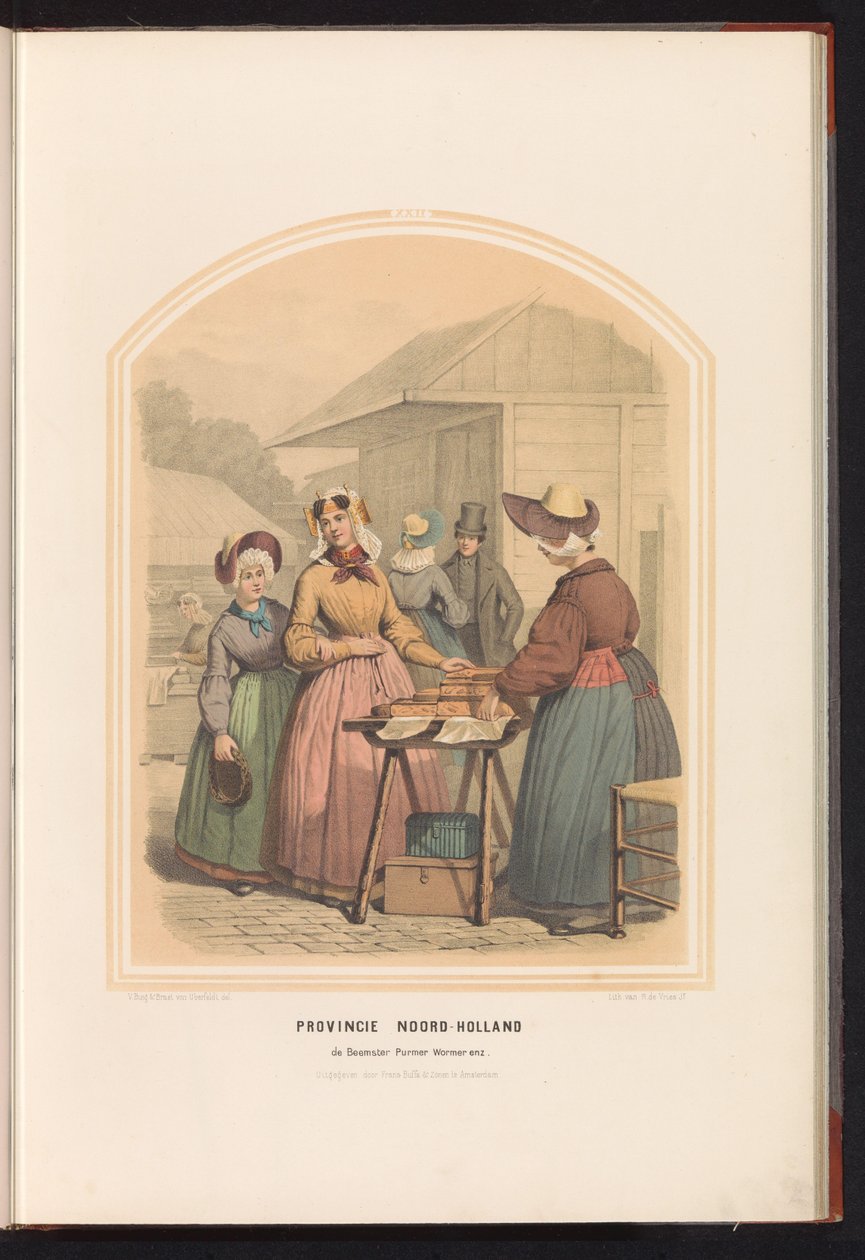 Tradisjonelle kostymer av Beemster, Purmer og Wormer i Nord-Holland, 1857 Provinsen Nord-Holland. de Beemster Purmer Wormer etc. / XXII (tittel på objekt) av Ruurt de Vries