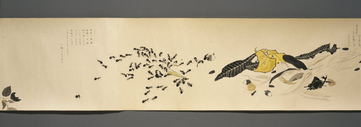 Wildlife Friends (Yasei no Tomo), Taisho-perioden, Taisho 7. år, ca. 1918 (blekk og wc på vevd papir dekorert med glimmer) av Ryoka Kawakami