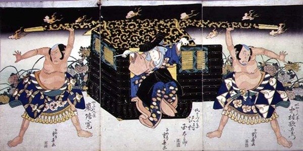 En scene fra fjerde akt av et kabuki-skuespill, 
