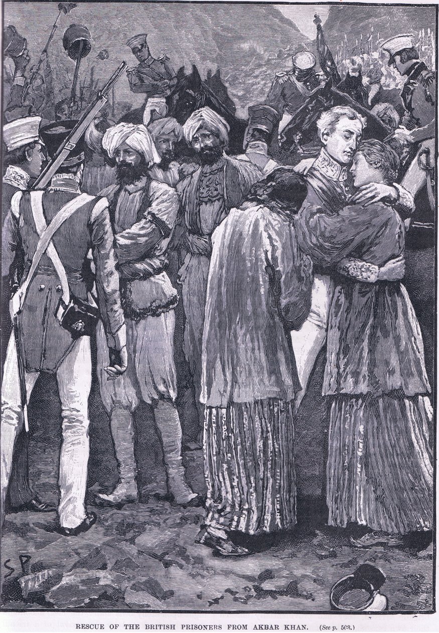 Redning av de britiske fangene fra Akbar Khan AD 1842 av S. Paget