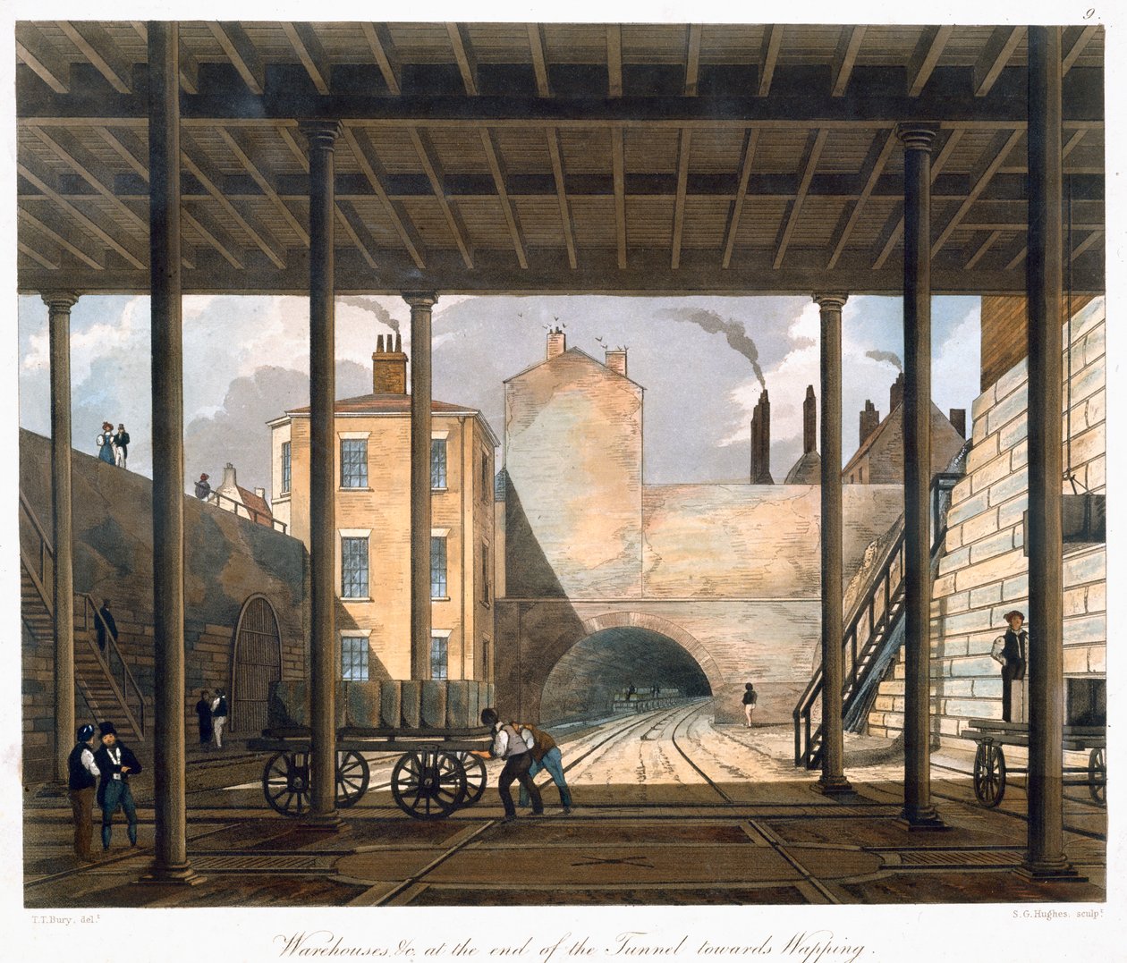 „Depozite etc. la capătul tunelului către Wapping”, Liverpool, 1832-1833 norvegian av SG Hughes