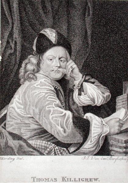 Thomas Killigrew (1612-83), gravert av J.J. Van den Bergh (gravering) av S. (after) Harding