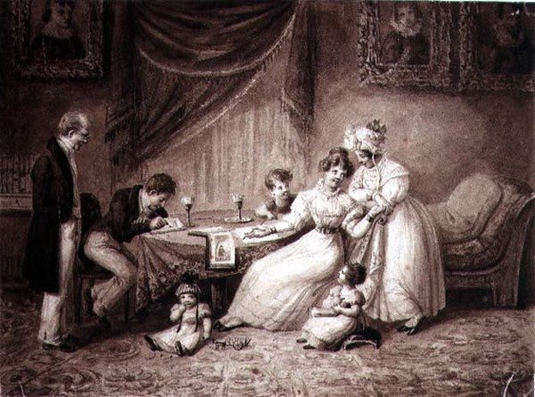 The Watercolourists, ca. 1830 (sepia akvarell på papir) av S. Baphista