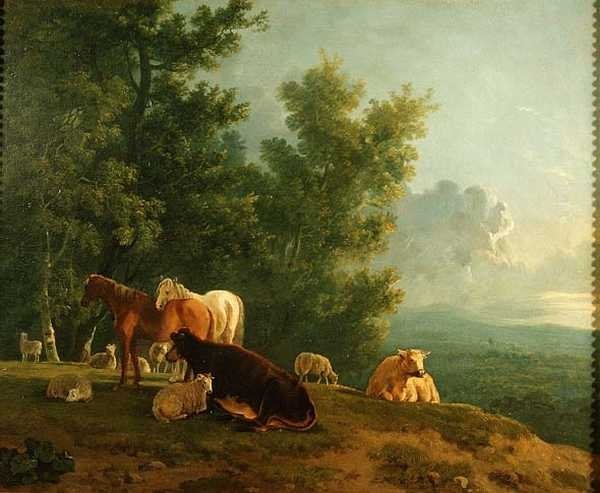 Hester og kyr i et landskap av S. and Barrett G. Gilpin