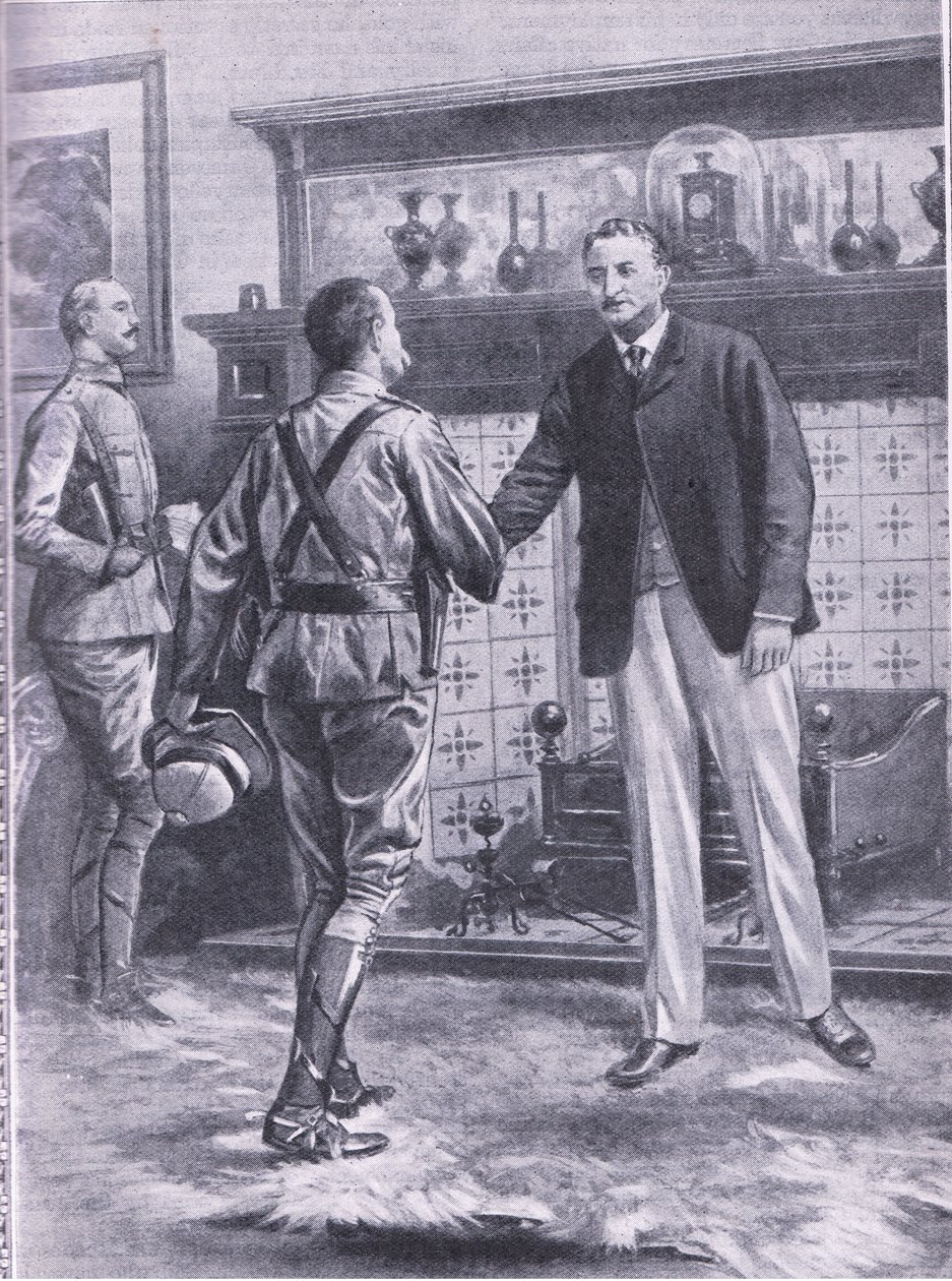 Da Kimberley ble avløst av French. General French og Cecil Rhodes, illustrasjon fra Cassells Romance of Famous Lives, ca. 1940 av S. Begg
