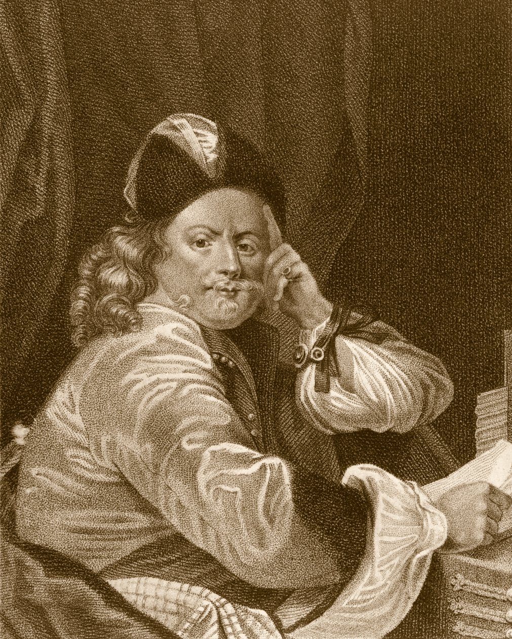 Thomas Killigrew, gravert av J.J Van den Bergh av S. Harding