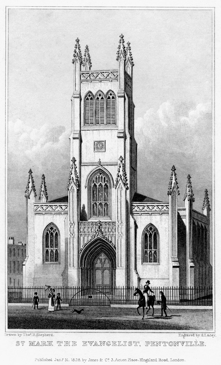 Church of St Mark the Evangelist, Pentonville, Islington, London, 1828. av S. Lacey