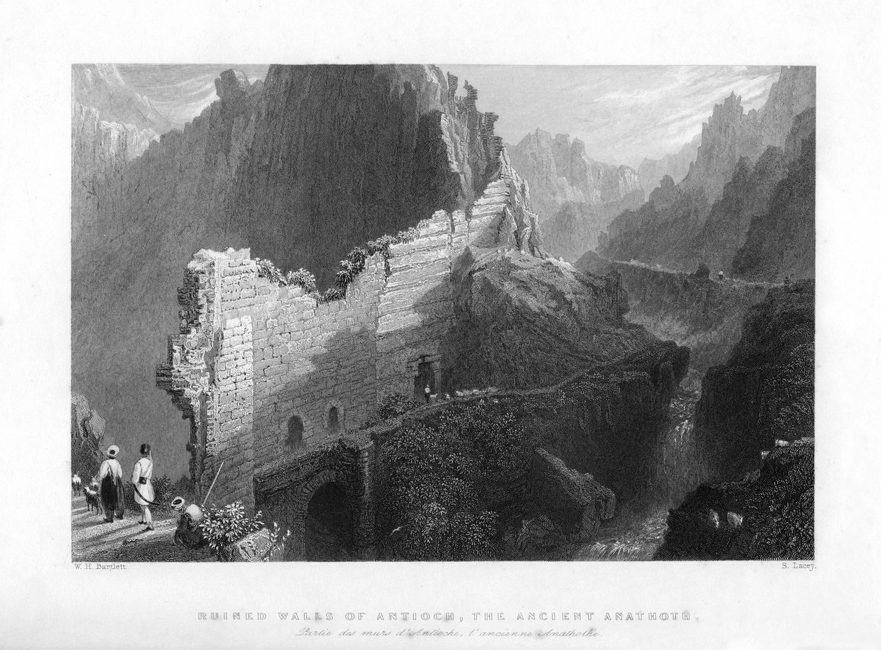 Ruined Walls of Antiokia, den gamle Anathoth, 1841 av S. Lacey