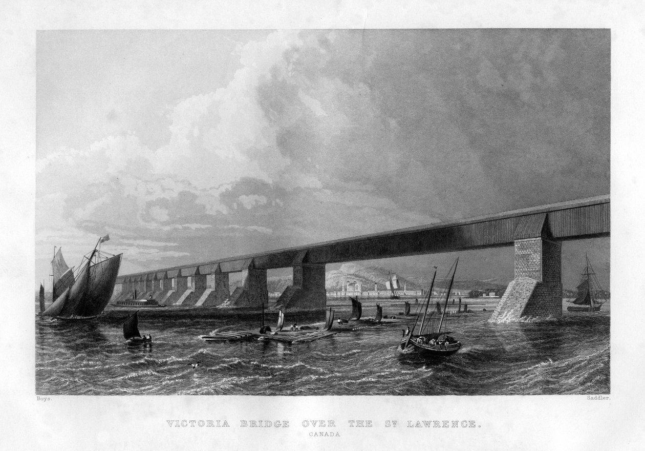 Victoria Bridge over St Lawrence, Canada, 1886 av Saddler