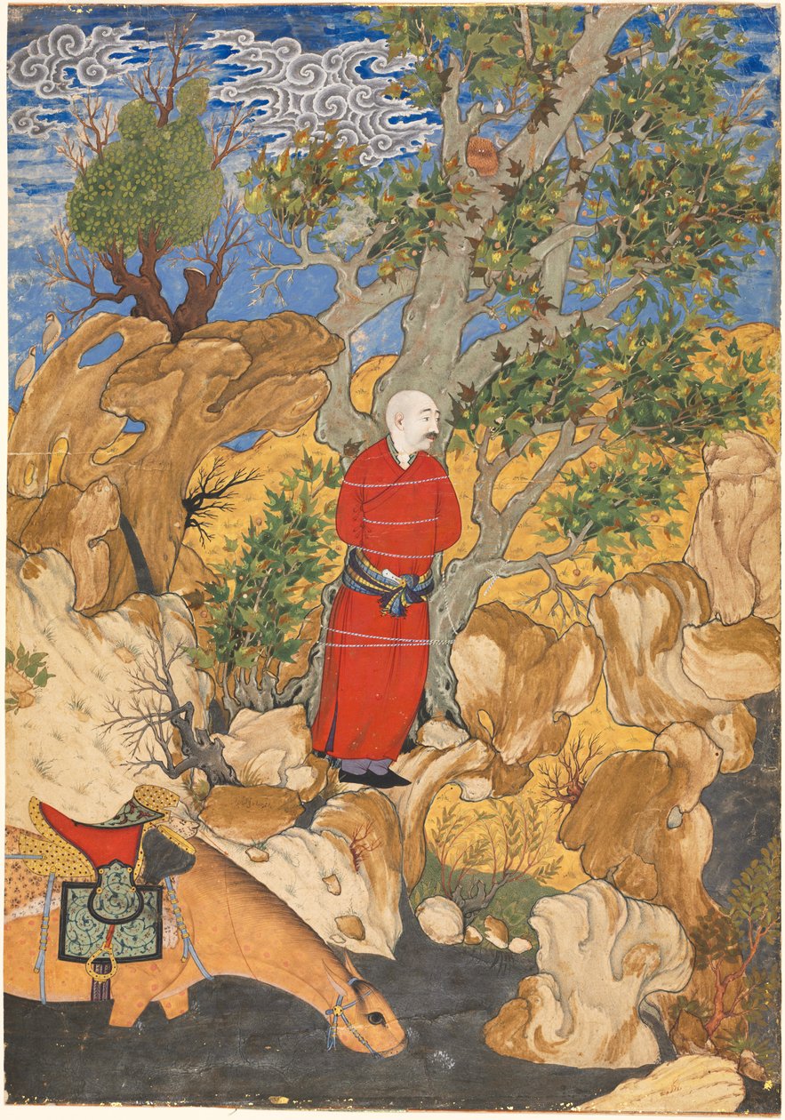 Aulad bundet til et platan, fra en Shahnama av Firdausi av Sadiqi Bek