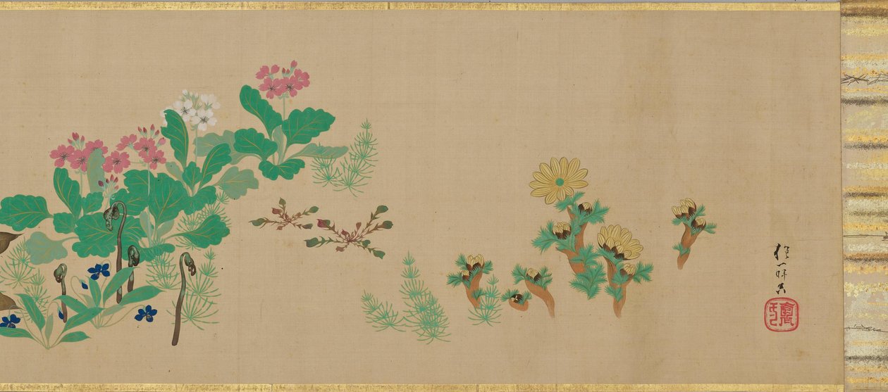 Blomster og fugler i de fire årstidene av Sakai Hoitsu