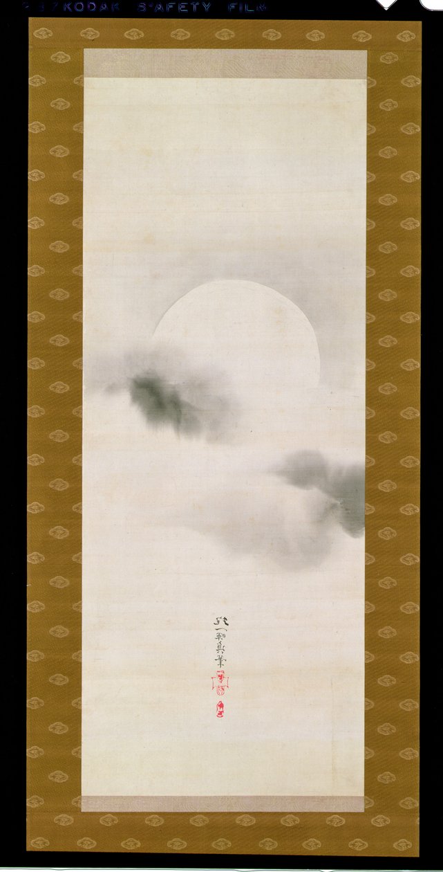 Hengende rulle som viser høstmånen, fra A Triptych of the Three Seasons, japansk, tidlig på 1800-tallet av Sakai Hoitsu