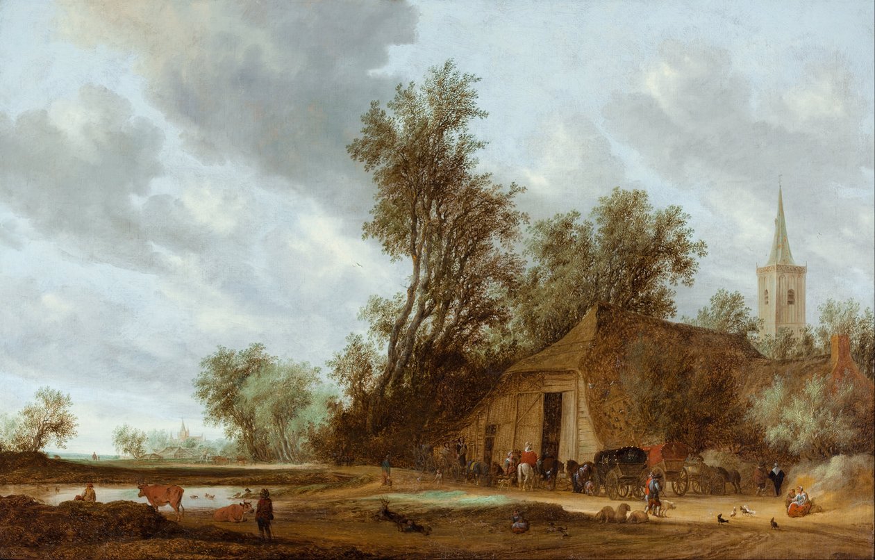 Stoppet på vertshuset av Salomon van Ruisdael or Ruysdael