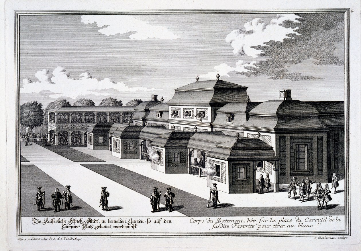 Skytebane bygget i Place du Carrousel for Prinsens palass, Wien, fra 