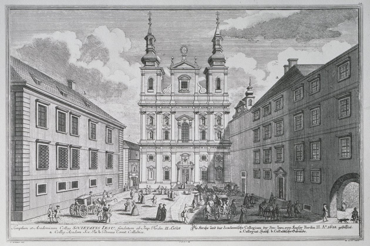 Utsikt over Jesuitenkirche og Dr-Ignaz-Seipal-Platz i Wien av Salomon Kleiner
