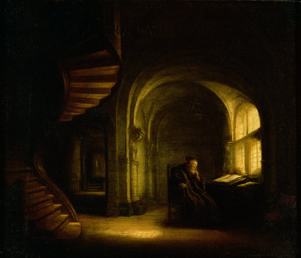 Filosof med en åpen bok, 1625-7 av Salomon Koninck
