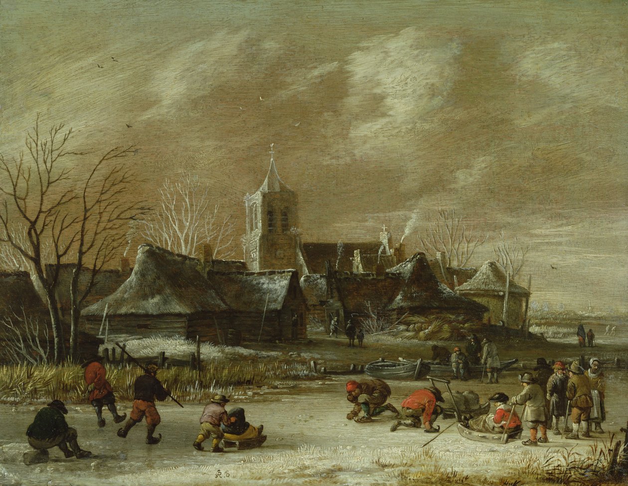 By om vinteren med kunstløp av Salomon Rombouts