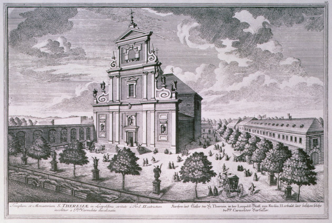 Utsikt over kirken og klosteret St. Theresa, Wien av Salomon after Kleiner